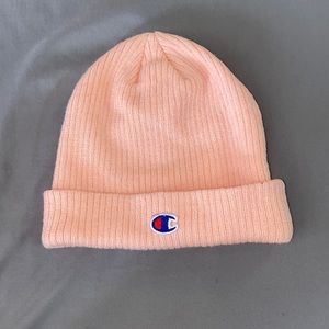 CHAMPION PINK RIBBED KNIT CAP ONE SIZE